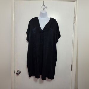 H&M Black Oversized V-Neck Tunic Dress/cover-up Medium